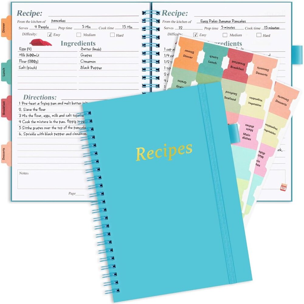 Recipe Book, Recipe Book to Write In Your Own Recipes, Recipe Notebook, Recipe J